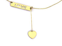 Złoty Naszyjnik 585 Krawatka Napis Love Z Sercem