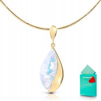 Złoty naszyjnik damski z opalem wisiorek srebro pozłacane 925 na prezent