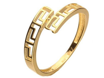 Złoty pierścionek 585 ażurowy nowoczesny wzór grecki r18 - Lovrin
