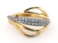 Złoty Pierścionek 585 Ażurowy Z Cyrkoniami 2,75G