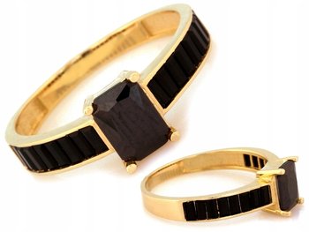 Złoty pierścionek 585 klasyczny w typie sygnetu czarny onyks r 14 - Lovrin
