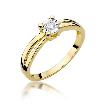 Złoty pierścionek zaręczynowy brylant w oprawie Klasyka : ROZMIAR PIERŚCIONKA - ZŁOTO - 14, Złoto - próba - próby 585 żółte - GIORRE