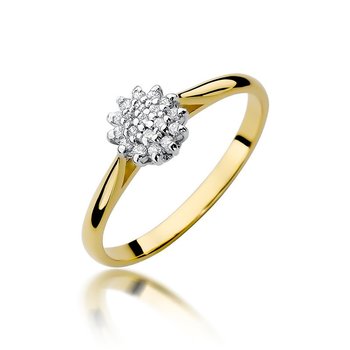 Złoty pierścionek zaręczynowy kwiat z brylantami Klasyka : ROZMIAR PIERŚCIONKA - ZŁOTO - 11, Złoto - próba - próby 585 żółte - GIORRE