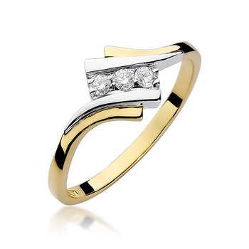 Złoty pierścionek zaręczynowy z brylantami Modern : Rozmiar pierścionka - 17 | Φ18,00 MM, Złoto - próba - próby 585 żółte - GIORRE