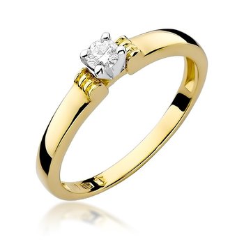Złoty pierścionek zaręczynowy z brylantem Klasyka : Rozmiar pierścionka - 10 | Φ15,67 MM, Złoto - próba - próby 585 białe - GIORRE