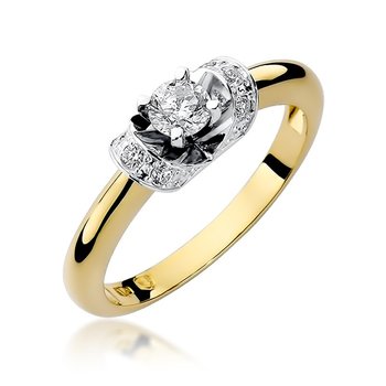 Złoty pierścionek zaręczynowy z brylantem Retro : Rozmiar pierścionka - 16 | Φ17,67 MM, Złoto - próba - próby 585 żółte - GIORRE