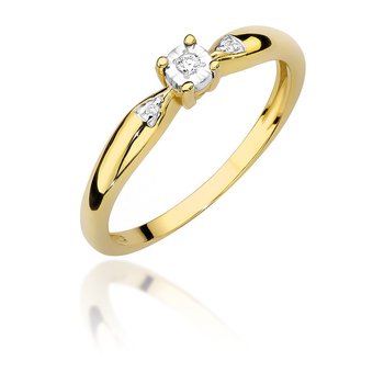 Złoty pierścionek zaręczynowy z trzema brylantami Klasyka : ROZMIAR PIERŚCIONKA - ZŁOTO - 9, Złoto - próba - próby 585 żółte - GIORRE