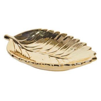 Złoty talerz - liść ceramiczny Fanda 20 cm - Duwen