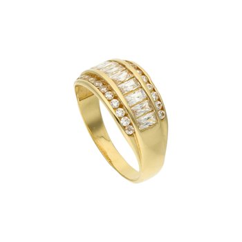 Złoty zdobny pierścionek z cyrkoniami  585 14k - Rosanto