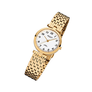 Złoty zegarek na rękę Regent F-905 damski analogowy zegarek kwarcowy URF905 - Regent