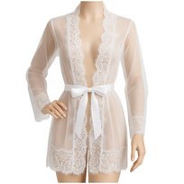 Zmysłowy Szlafrok Damski Koronkowy Komplet Podomka Peniuar Stringi