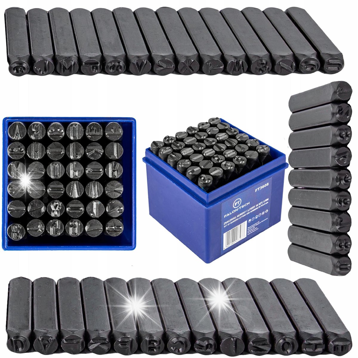 Inny producent Inny Producent Znaczniki Numeratory Stemple Wybijaki Alfabet Litery Cyfry 36El 8Mm