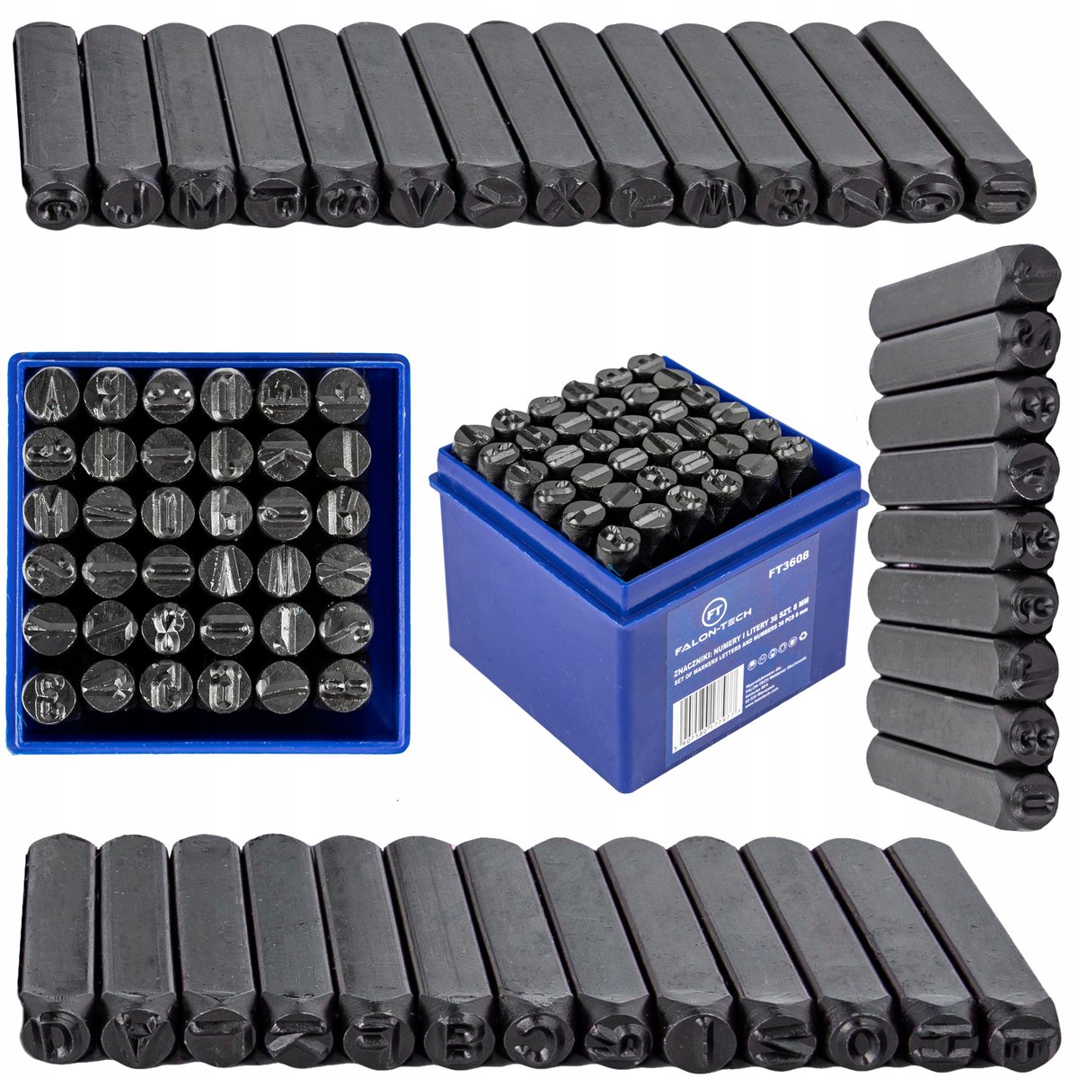 Falon-Tech Falon-Tech Znaczniki Numeratory Stemple Wybijaki Alfabet Litery Cyfry 36El 8Mm