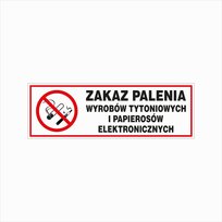 Znak tabliczka ZAKAZ PALENIA WYROBÓW TYTONIOWYCH I PAPIEROSÓW ELEKTR. 10X30