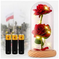 ZNICZ DUŻY SZKLANY LED DZIAŁA JAK SOLARNY, RÓZA WIECZNA ŚWIECĄCA NA GRÓB