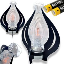 ZNICZ LED ELEKTRYCZNY PŁOMIEŃ LAMPION na GRÓB CMENTARZ 31 cm BATERIE BIAŁY