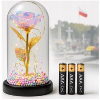 ZNICZ LED NA GRÓB JAK ZNICZ SOLARNY RÓŻA WIECZNA W SZKLE NA BATERIE NOWOŚCI