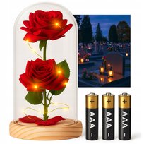 ZNICZ LED RÓŻA W SZKLE WKŁAD NA BATERIE DZIAŁA JAK SOLARNY NA GRÓB CMENTARZ