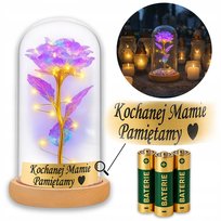 ZNICZ LED RÓŻA WIECZNA W SZKLE NA BATERIE ŚWIECI JAK ZNICZ SOLARNY + GRAWER