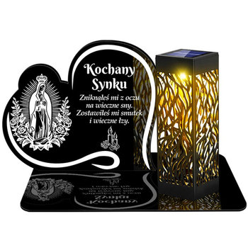 Znicz Solarny Led Wieczny Podstawka Na Cmentarz Grób Lampka Napis Serce 3d Dla Syna - upominki_pl