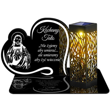 Znicz Solarny Led Wieczny Podstawka Na Cmentarz Grób Lampka Napis Serce 3d Dla Taty - upominki_pl