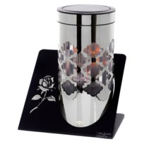 Znicz Solarny Paris LED Skos Duży Srebrny z Efektem Płomienia 1 Sztuka