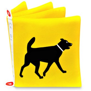 Żółta książeczka kontrastowa z sylwetkami zwierząt, miękka książeczka kontrastowa z materiału, polska bezpieczna zabawka, PARENTI KMW5 - Parenti