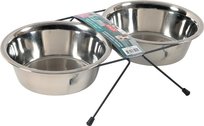 Zolux Zestaw 2 miski Inox 1,3 l + stojak metalowy