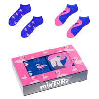 ZOOKSY kolorowe skarpetki stopki damskie w zestawie r.36-40 2 pary, stopki w zwierzęta, stopki we flamingi - mixTURY PINK FLAMINGO Zooksy