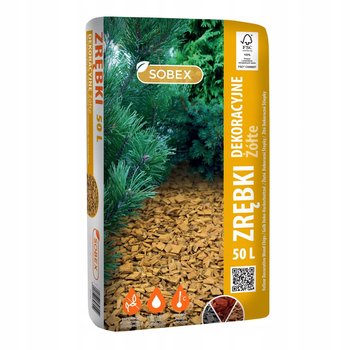 Zrębki Dekoracyjne Drzewne Żółte 50L - Sobex