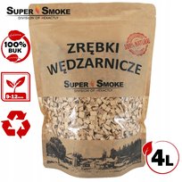 Zrębki Wędzarnicze Super Smoke BUK KL-10 (9-12mm) Large 4L Doypack Kraft