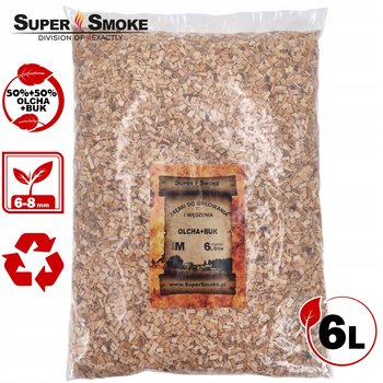 Zrębki Wędzarnicze Super Smoke OLCHA+BUK KL-08 (6-8mm) Medium 6 Litrów - Super Smoke