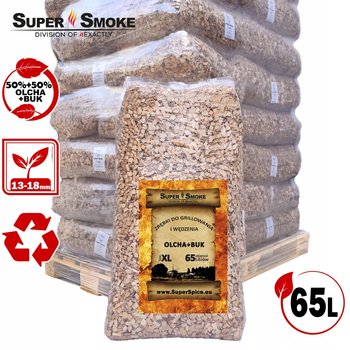 Zrębki Wędzarnicze Super Smoke OLCHA+BUK KL-13 (12-18mm) XL 65 Litrów - Super Smoke
