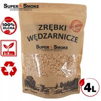 Zrębki Wędzarnicze Super Smoke OLCHA KL-02 (1-3mm) 4 Litry, Doypack Kraft