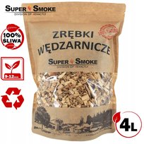 Zrębki Wędzarnicze Super Smoke ŚLIWA KL-10 (9-12mm) Large 4L Doypack Kraft