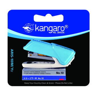 Zszywacz+zszywki 10 kart., no 10 kangaro aris-10m/y2, blister, mix - Kangaro