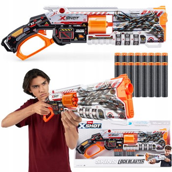 ZURU X-SHOT SKINS WYRZUTNIA LOCK BLASTER PISTOLET + 16 NABOJÓW 8+ - ZURU