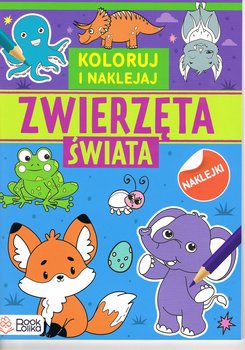 Zwierzęta świata. Koloruj i naklejaj - Opracowanie zbiorowe