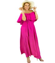 Zwiewna sukienka maxi z falbanami i wiązaniem w talii STELLA-50/52