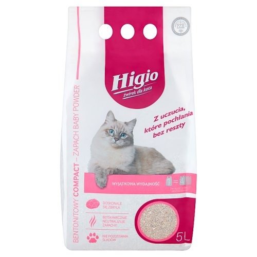 Zdjęcia - Żwirki dla kotów Żwirek bentonitowy, zapach baby powder HIGIO, 5 l .
