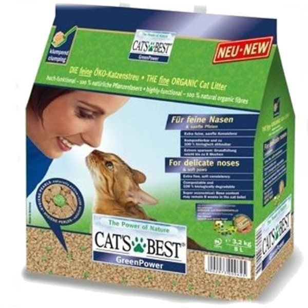 Żwirek drewniany dla kota Cat's Best Sensitive Green Power, 2.9 kg