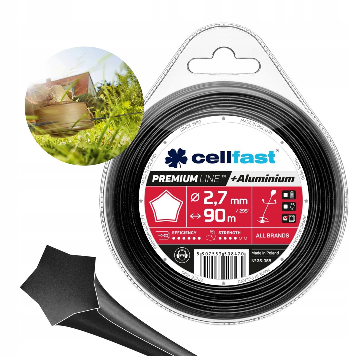 Żyłka tnąca CELLFAST Premium, 2,7x90 m