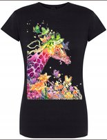 Żyrafa Damski Kolorowy T-shirt Nadruk Lato R.L