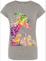 Żyrafa Damski Kolorowy T-shirt Nadruk Lato R.XL