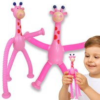 Żyrafa Pop Tube Rurka Rozciągania Z Przyssawkami Zabawka Sensoryczna Rurki Różowy