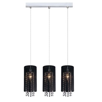 Żyrandol LAMPA wisząca LANA MDM1787/3 BK Italux abażurowa OPRAWA na listwie z kryształkami glamour crystal zwis tuba czarna - ITALUX