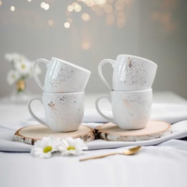 Zestaw 4 Kubków 300 ml z Złotym Nakrapianiem - Elegancki
