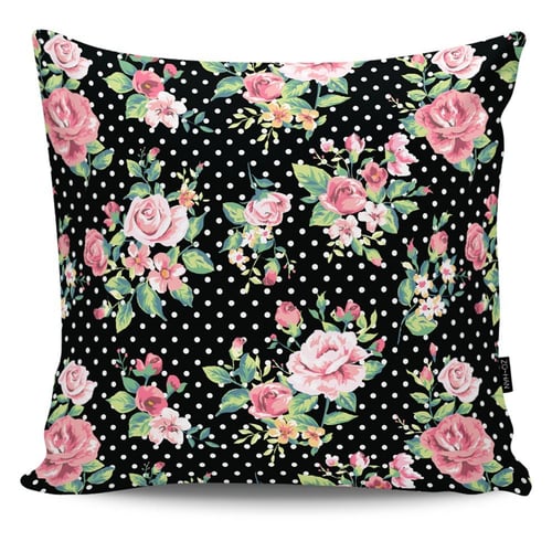 Mia Home Poduszka Dekoracyjna Dots And Roses Black Mia Home Sklep