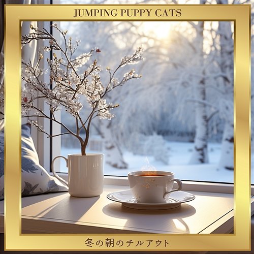 冬の朝のチルアウト Jumping Puppy Cats