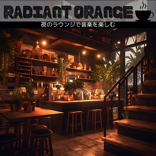 夜のラウンジで音楽を楽しむ Radiant Orange